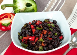 Black rice with mixed peppers