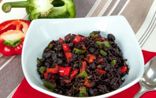 Black rice with mixed peppers