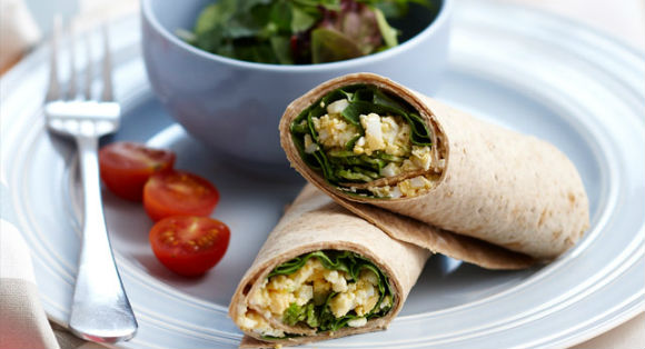 Egg mayo and spinach wrap