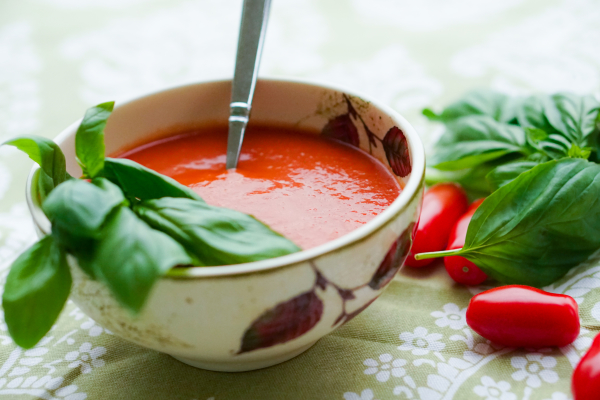 Roasted Cherry Tomato and Basil Soup