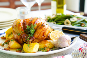 Roast chicken with lemon, garlic and thyme recipe