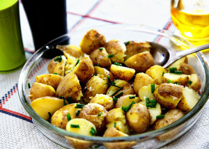 crushed new potatoes with olive oil and chives