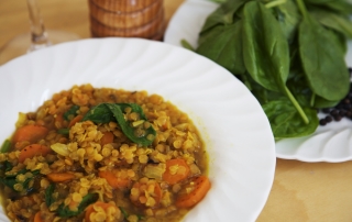 spiced root and lentil casserole
